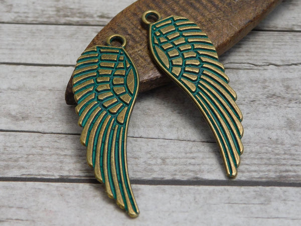 Angel Wing Pendant - Angel Wing Charms - Bronze Angel Wings - Bronze Pendants - Antique Bronze - Wing Pendant - Boho Pendants - 4pcs -(4322)