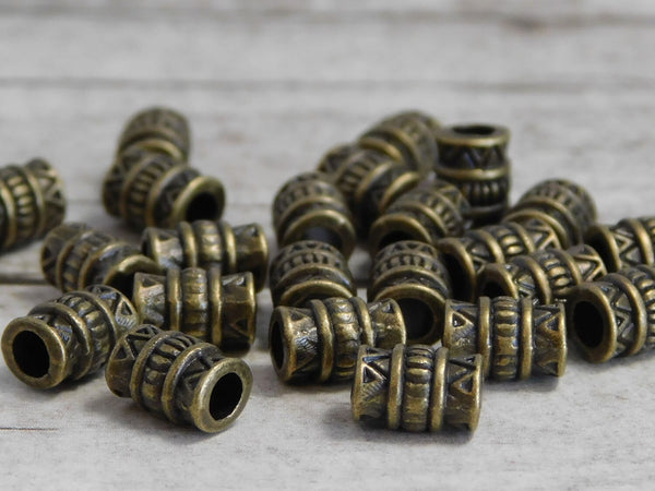 Metal Spacers - Drum Beads - Barrel Beads - Metal Beads - Bronze Beads - Antique Bronze - Large Hole Beads - 5x7mm - 50pcs -(4721)