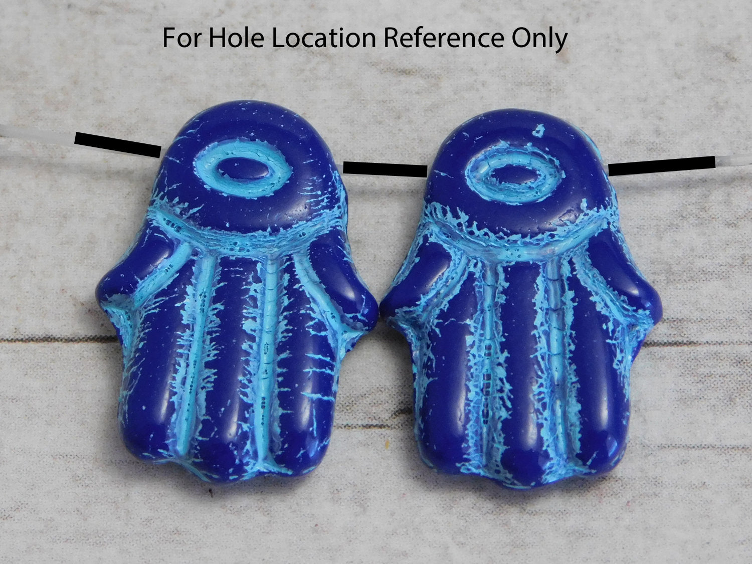 Czech Glass Beads - Hand of Fatima - Picasso Beads - Hamsa Hand Beads - Hand Beads - 4pcs - 14x20mm - (2559)