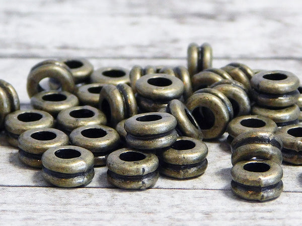 Metal Beads - Bronze Spacer Beads - Antique Bronze Spacers - Metal Spacers - Spacer Beads - 100pcs - 6x3mm - (2386)