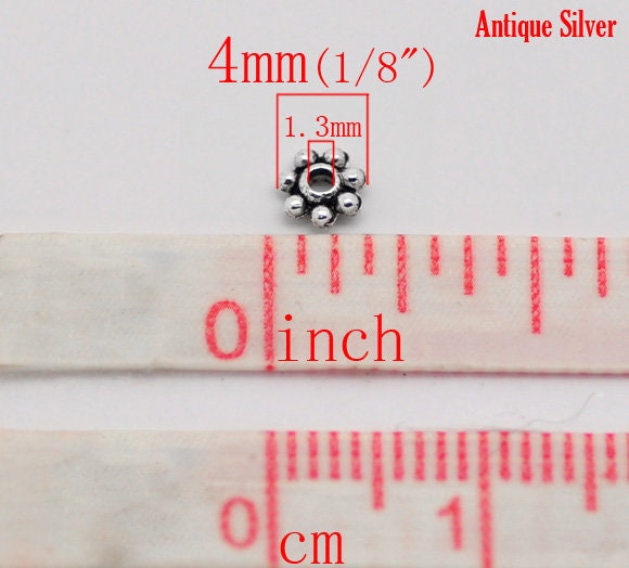 *1000* 4mm Antique Silver Daisy Spacer Beads