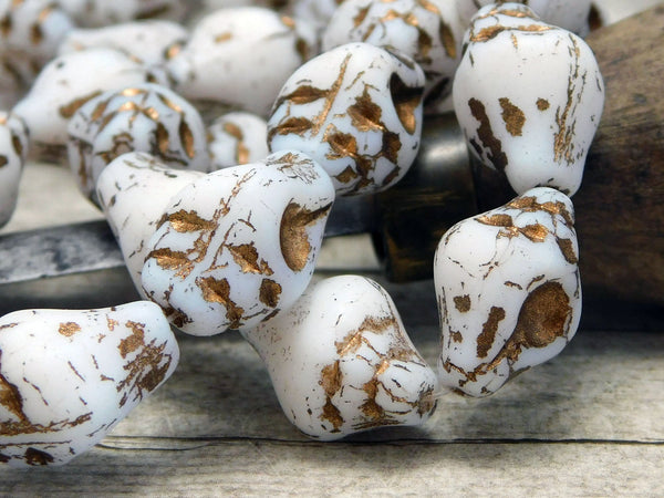 Czech Glass Beads -  Sea Shell Beads - Conch Shell Beads - Picasso Beads - 18x12mm - 2pcs (2360)