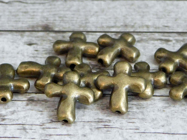 Metal Beads - Cross Beads - Antique Bronze Beads - Metal Cross Bead - 14x12mm - 15pcs - (1418)