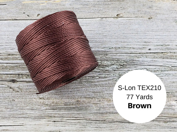 S-Lon Bead Cord - Superlon Bead Cord - Knotting Cord - Macrame Cord -  77 Yard Spool - TEX210 - Brown (B255)