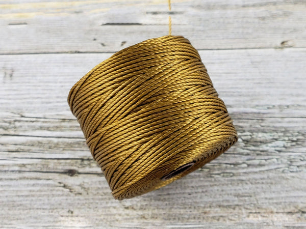S-Lon Bead Cord - Superlon Bead Cord - Knotting Cord - Macrame Cord -  77 Yard Spool - TEX210 - Antique Gold (5528)