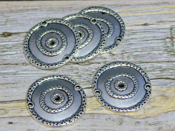 Metal Pendant - Silver Pendant - Metal Connector - Silver Links - Silver Connector - 4pcs - 22mm - (2473)