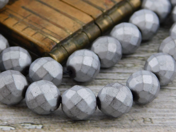 Hematite Beads - Metallic Beads - Silver Beads - Faceted Beads - Round Beads - Non Magnetic - 6mm 8mm or 10mm