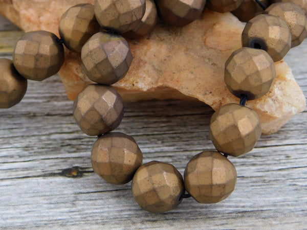 Hematite Beads - Metallic Beads - Bronze Beads - Faceted Beads - Round Beads - Non Magnetic - 6mm 8mm or 10mm