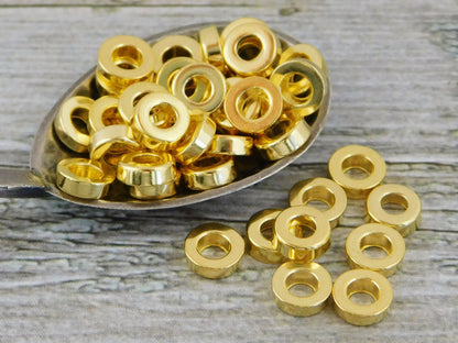 Metal Spacers - Gold Spacer Beads - Gold Spacers - Metal Beads - Spacer Beads - 100pcs - 6x2mm - (1729)