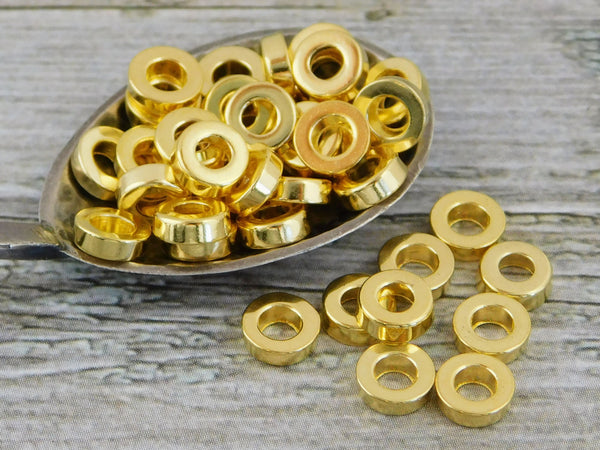 Metal Spacers - Gold Spacer Beads - Gold Spacers - Metal Beads - Spacer Beads - 100pcs - 6x2mm - (1729)