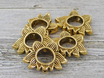 *15* 14x19mm Antique Gold Lotus Flower Bead Frames