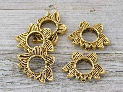 *15* 14x19mm Antique Gold Lotus Flower Bead Frames