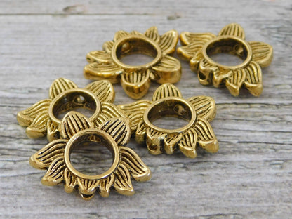 *15* 14x19mm Antique Gold Lotus Flower Bead Frames