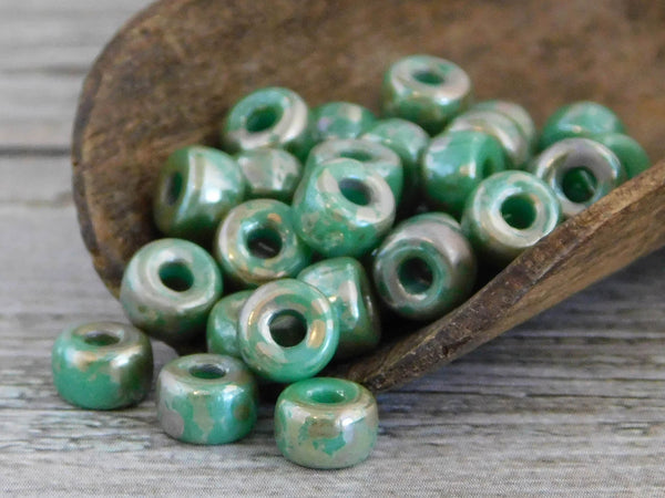 Czech Glass Beads - Matubo Beads - Large Hole Beads - 2/0 Beads - Seed Beads - Size 2 Beads - 6x4mm - 10 grams (A340)