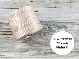 S-Lon Cord 18 - Superlon Bead Cord - Knotting Cord - Macrame Cord -  77 Yard Spool - TEX210 - Seashell (Natural) (122)