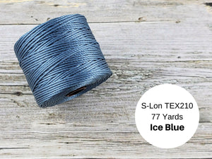 S-Lon Bead Cord - Superlon Bead Cord - Knotting Cord - Macrame Cord -  77 Yard Spool - TEX210 - Ice Blue (B252)