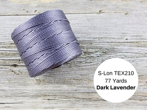 S-Lon Bead Cord - Superlon Bead Cord - Knotting Cord - Macrame Cord -  77 Yard Spool - TEX210 - Dark Lavender (3897)