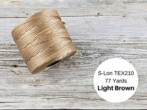 S-Lon Bead Cord - Superlon Bead Cord - Knotting Cord - Macrame Cord -  77 Yard Spool - TEX210 - Light Brown (B261)