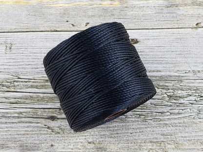 S-Lon Bead Cord - Superlon Bead Cord - Knotting Cord - Macrame Cord -  77 Yard Spool - TEX210 - Black (3270)