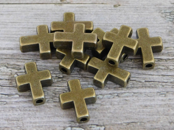 *10* 15x12mm Antique Bronze Cross Beads