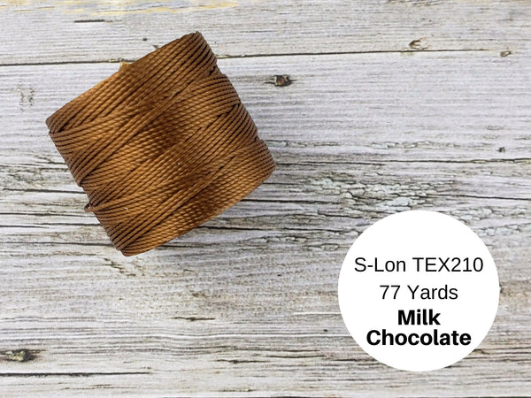 S-Lon Bead Cord - Superlon Bead Cord - Knotting Cord - Macrame Cord -  77 Yard Spool - TEX210 - Milk Chocolate (B267)