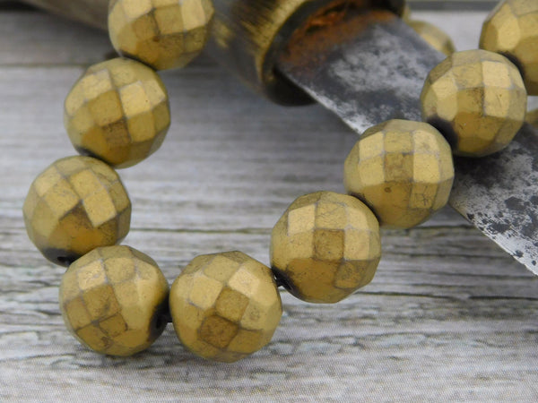 Hematite Beads - Metallic Beads - Gold Beads - Faceted Beads - Round Beads - Non Magnetic - 6mm 8mm or 10mm