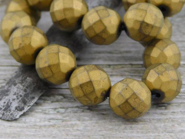Hematite Beads - Metallic Beads - Gold Beads - Faceted Beads - Round Beads - Non Magnetic - 6mm 8mm or 10mm