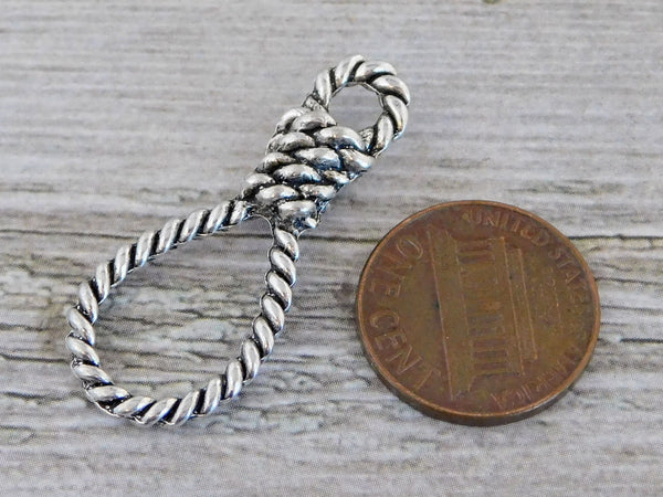 *10* 37x16mm Antique Silver Rope Twist Teardrop Pendants