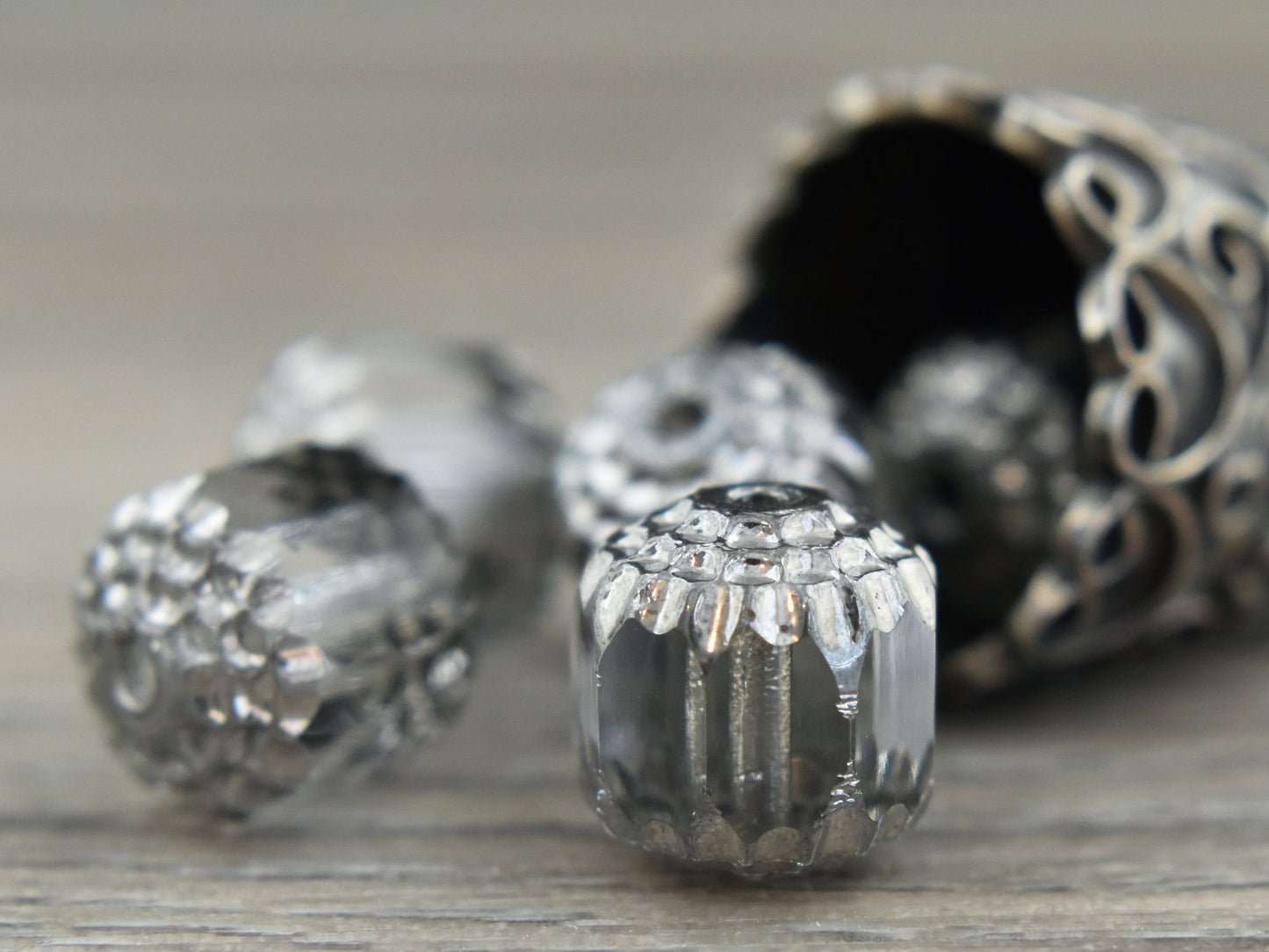 Czech Glass Beads - Cathedral Beads - Fire Polish Beads - Barrel Beads - Smokey Crystal - Choose from 6mm or 10mm