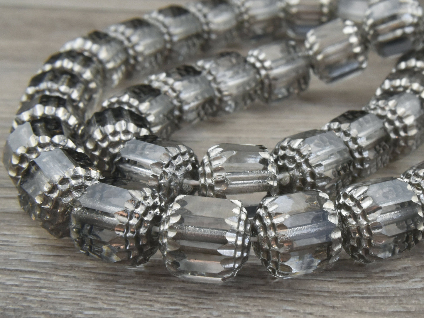 Czech Glass Beads - Cathedral Beads - Fire Polish Beads - Barrel Beads - Smokey Crystal - Choose from 6mm or 10mm