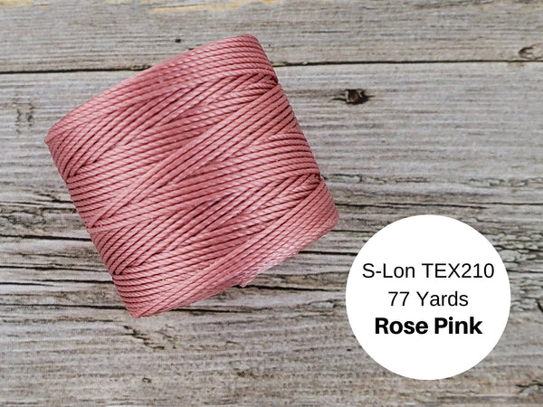 S-Lon Bead Cord - Superlon Bead Cord - Knotting Cord - Macrame Cord -  77 Yard Spool - TEX210 - Rose Pink (2239)