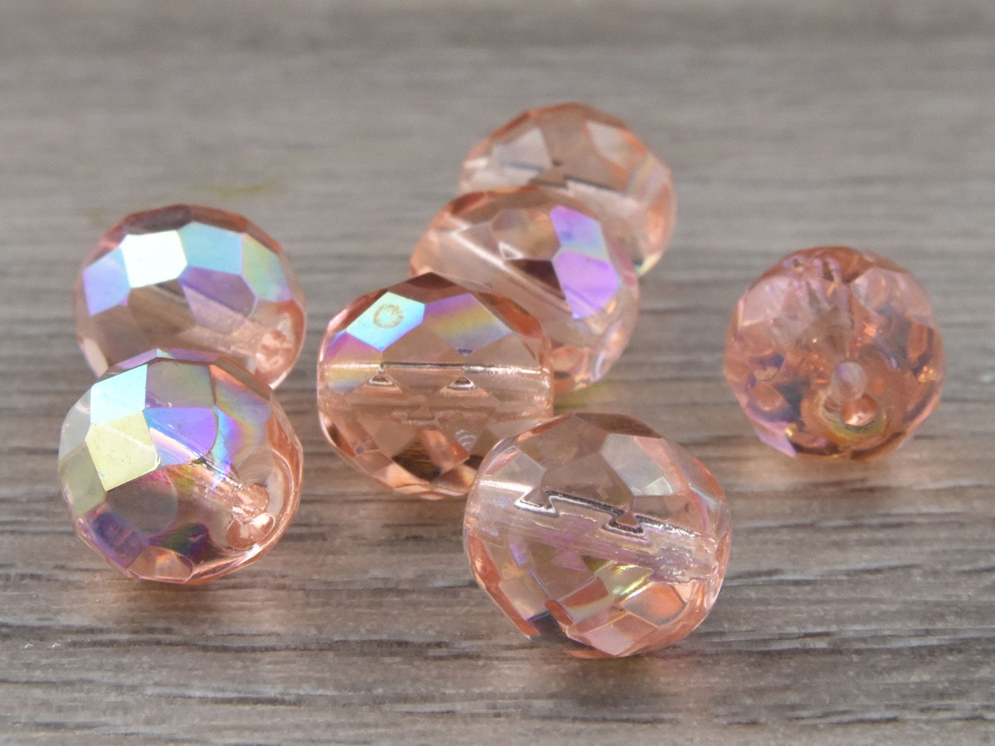 Czech Glass Beads - 10mm Beads - Fire Polished Beads - Round Beads - Faceted Beads - 10pcs - (2522)