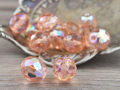 Czech Glass Beads - 10mm Beads - Fire Polished Beads - Round Beads - Faceted Beads - 10pcs - (2522)