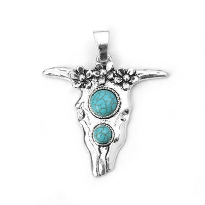68x58mm Antique Silver Boho Cow Pendant