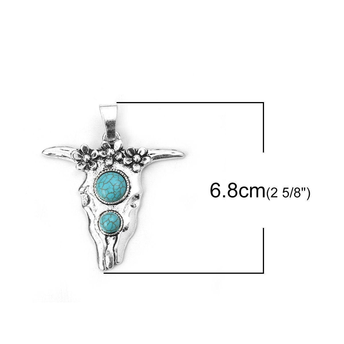 68x58mm Antique Silver Boho Cow Pendant
