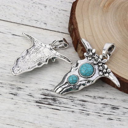 68x58mm Antique Silver Boho Cow Pendant