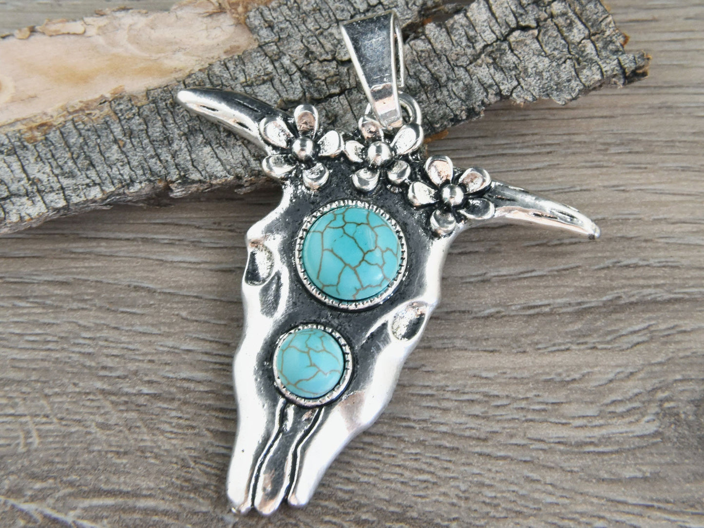 68x58mm Antique Silver Boho Cow Pendant