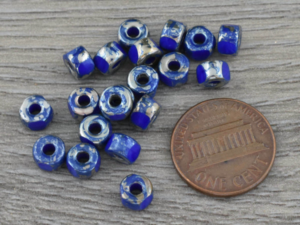 Czech Glass Beads - Matubo Beads - Picasso Beads - Large Hole Beads - Seed Beads - 2/0 Beads - Size 2 Beads - 6x4mm - 10 grams (713)