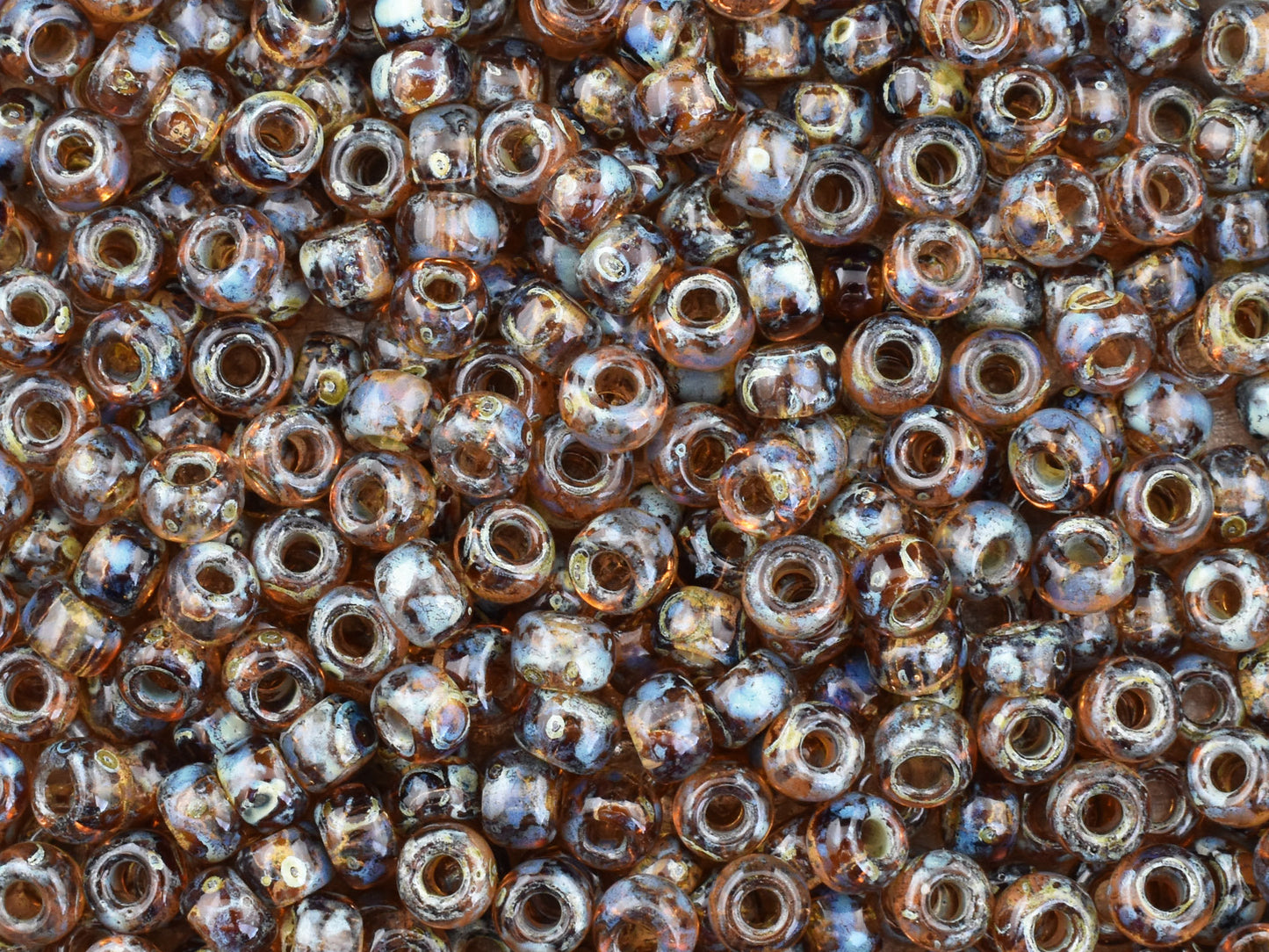 8/0 Seed Beads - 6/0 Seed Beads - Miyuki 4505 - Smokey Topaz - Picasso Beads - Size 8 Seed Beads - Size 6 Seed Beads - 15 grams