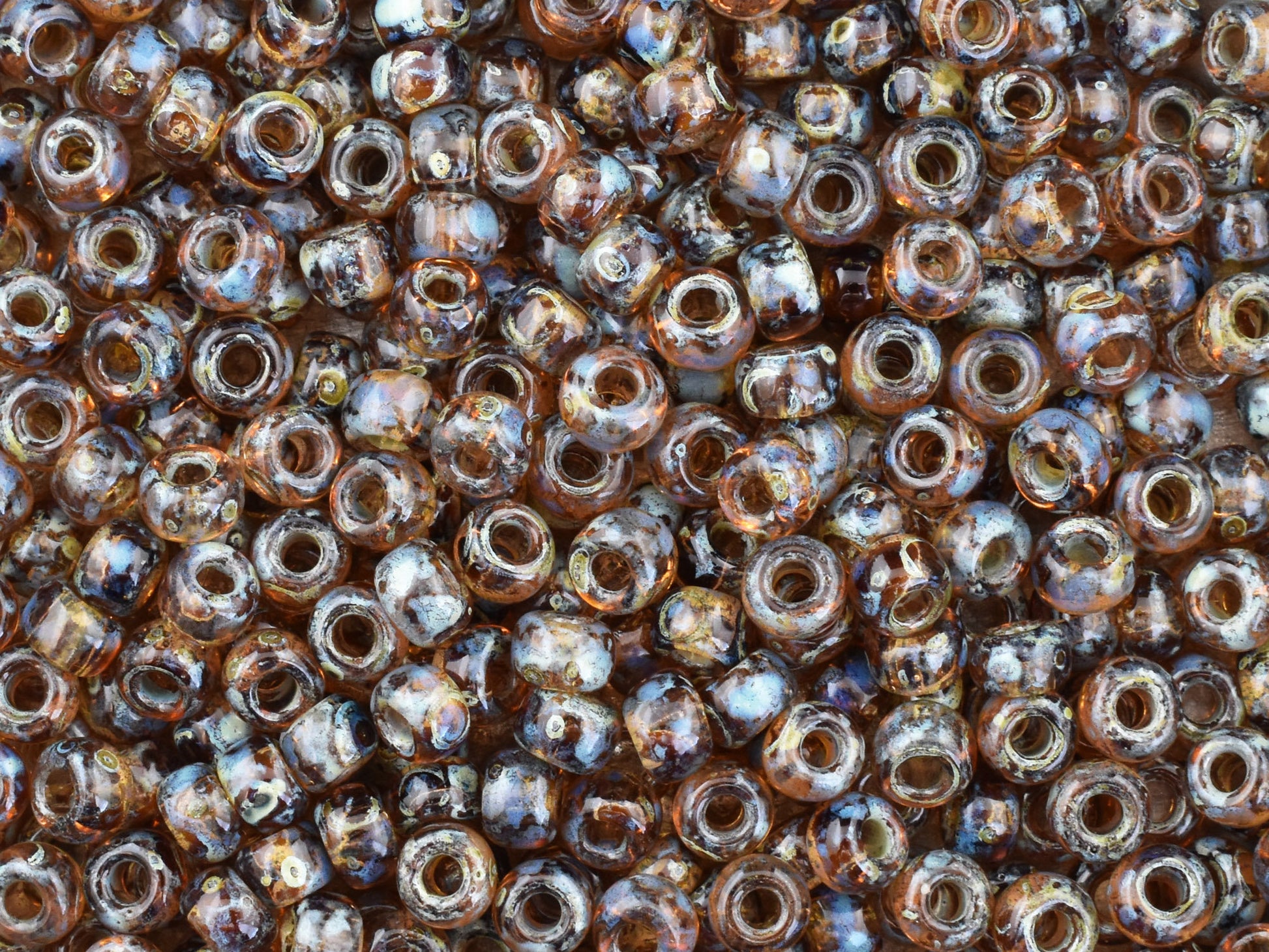 8/0 Seed Beads - 6/0 Seed Beads - Miyuki 4505 - Smokey Topaz - Picasso Beads - Size 8 Seed Beads - Size 6 Seed Beads - 15 grams