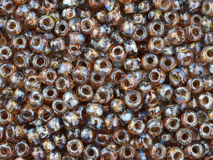 8/0 Seed Beads - 6/0 Seed Beads - Miyuki 4505 - Smokey Topaz - Picasso Beads - Size 8 Seed Beads - Size 6 Seed Beads - 15 grams