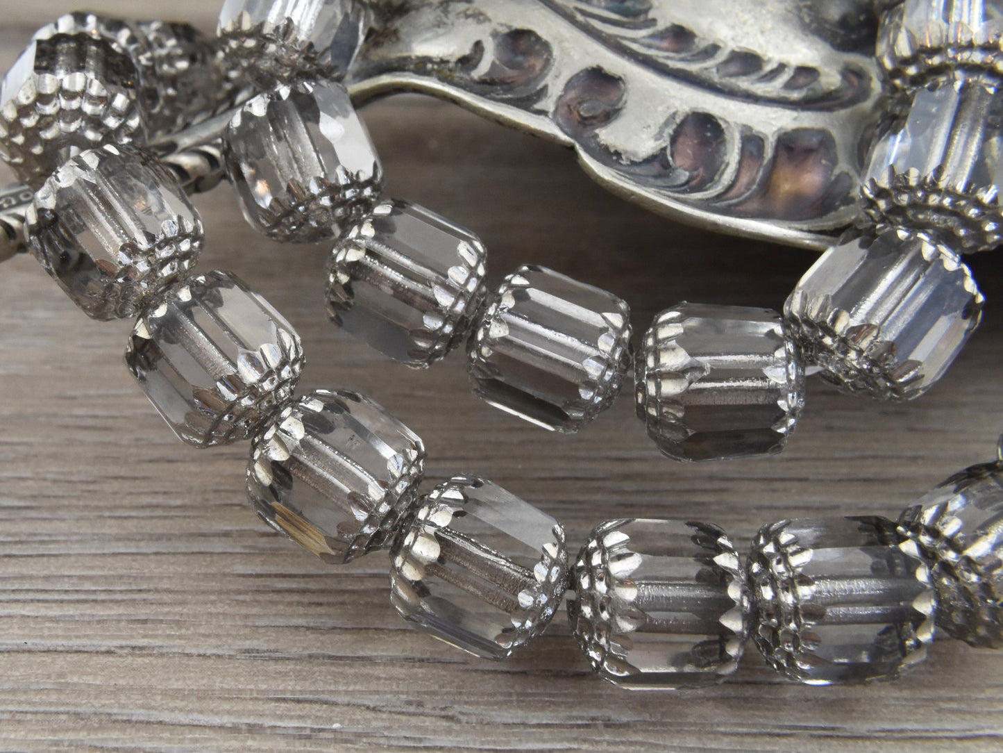 Czech Glass Beads - Cathedral Beads - Fire Polish Beads - Barrel Beads - Smokey Crystal - Choose from 6mm or 10mm