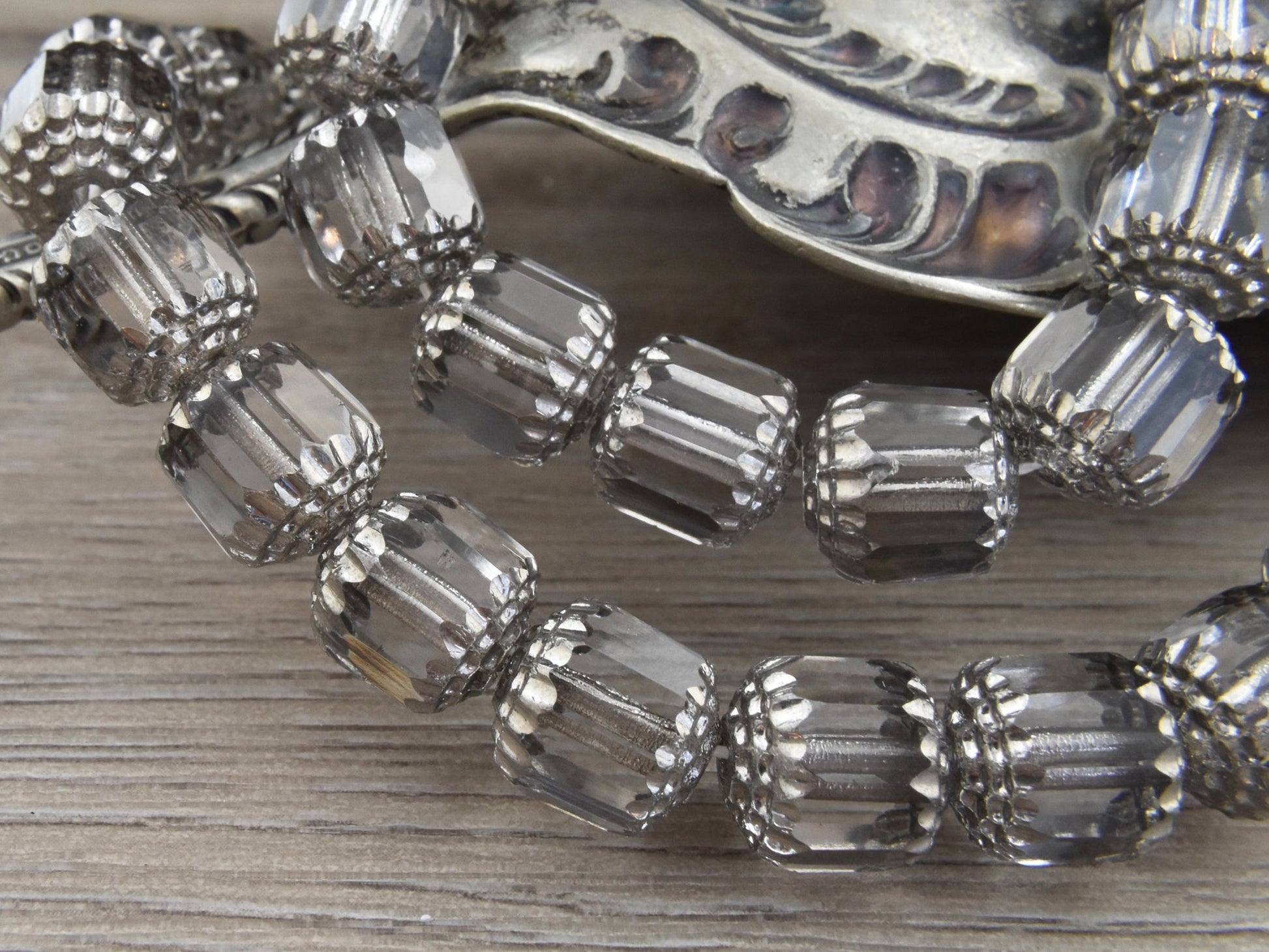 Czech Glass Beads - Cathedral Beads - Fire Polish Beads - Barrel Beads - Smokey Crystal - Choose from 6mm or 10mm