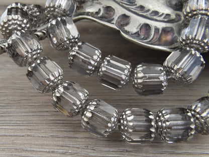 Czech Glass Beads - Cathedral Beads - Fire Polish Beads - Barrel Beads - Smokey Crystal - Choose from 6mm or 10mm