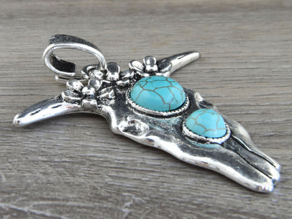 68x58mm Antique Silver Boho Cow Pendant