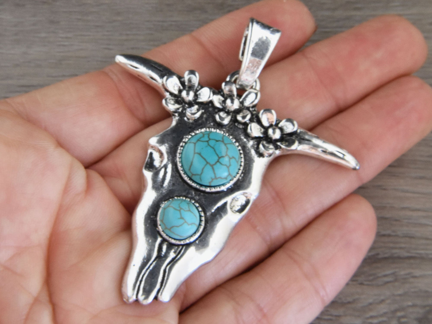 68x58mm Antique Silver Boho Cow Pendant