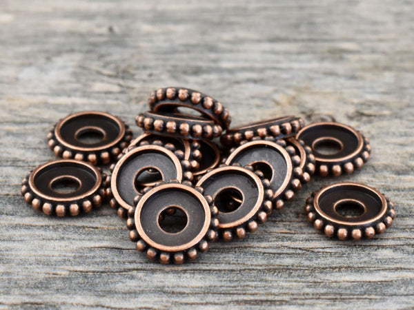 *50* 10x2mm Antique Copper Bali Style Rondelle Spacer Beads