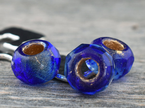 Large Hole Beads - Fire Polished Beads - Rondelle Beads - Czech Glass Beads - Czech Rondelle - Roller Beads - 6pcs - 7x12mm - (5606)