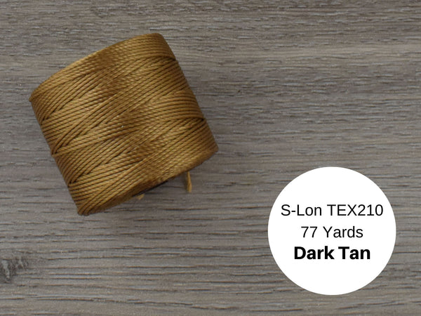 S-Lon Bead Cord - Superlon Bead Cord - Knotting Cord - Macrame Cord -  77 Yard Spool - TEX210 - Dark Tan (2554)