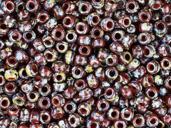 6/0 Seed Beads - 8/0 Seed Beads - Miyuki 4503 - Red Seed Beads - Picasso Beads - Size 6 Seed Beads - Size 8 Seed Beads - 15 grams